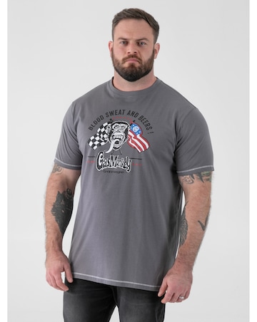 JASPER-D555 Official Gas Monkey Printed Crew Neck T-Shirt