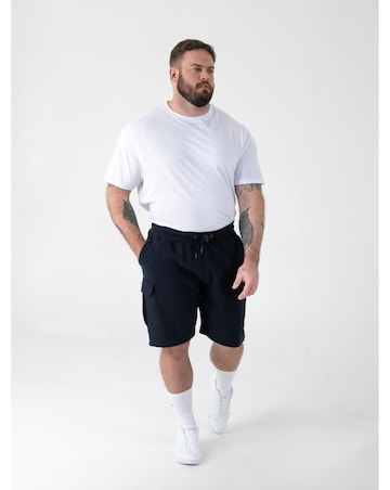 ROBINSON 2-D555 Navy Elasticated Waist Fleece Cargo Shorts With Bear Embroidery