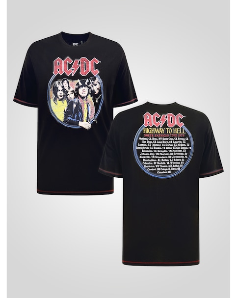 D555 Big And Tall Hugh Official Acdc Highway To Hell Printed -Shirt - Black