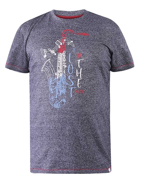 D555 Big And Tall Saxophone Saxophone Printed Crew Neck T-Shirt - Navy