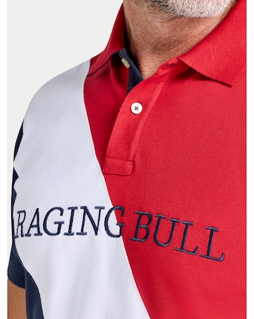 Raging Bull Contrast Sleeve Pique Polo Navy