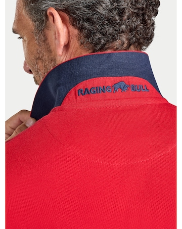 Raging Bull Contrast Sleeve Pique Polo Navy