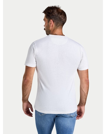 Raging Bull Embroidered Mountains T-Shirt Ecru Marl