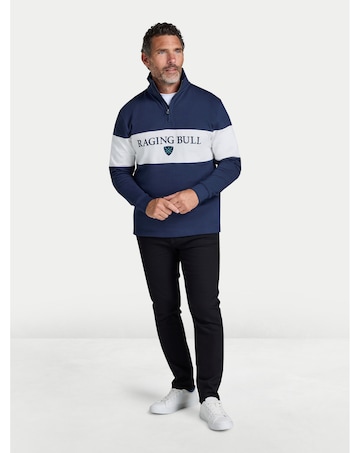 Raging Bull Cut & Sew Panel Quarter Zip Navy