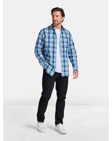 Raging Bull L/S Everest Check Brushed Cotton Twill Shirt Sky Blue