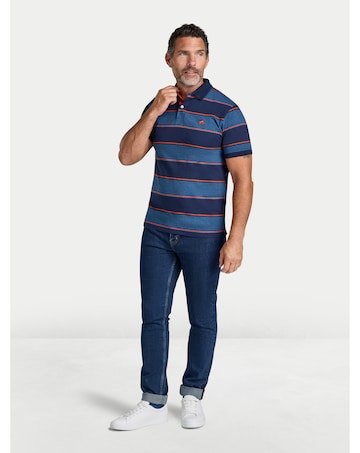 Raging Bull Marl Stripe Jersey Polo Navy