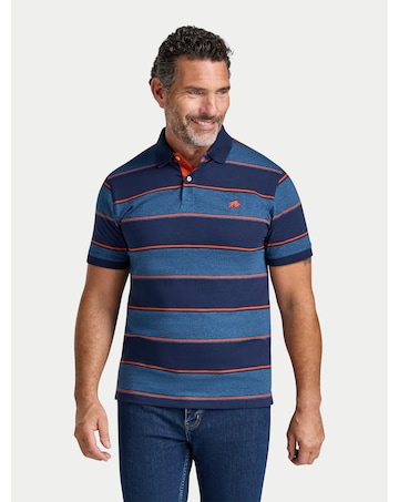 Raging Bull Marl Stripe Jersey Polo Navy