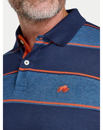Raging Bull Marl Stripe Jersey Polo Navy