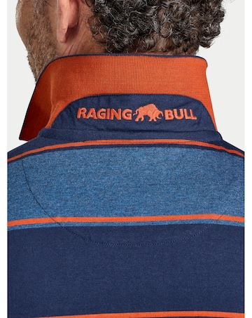 Raging Bull Marl Stripe Jersey Polo Navy