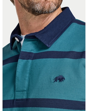 Raging Bull Two Colour Stripe Rugby Shirt Green
