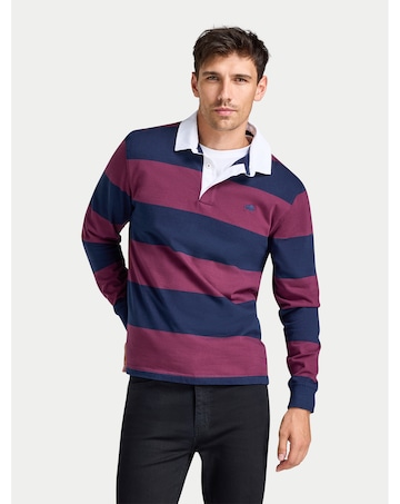 Raging Bull L/S Wide Stripe Rugby Shirt Claret