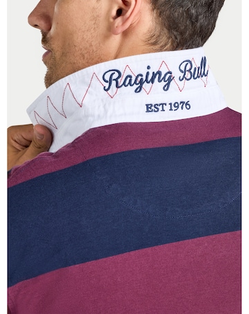 Raging Bull L/S Wide Stripe Rugby Shirt Claret