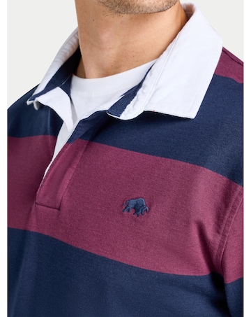Raging Bull L/S Wide Stripe Rugby Shirt Claret