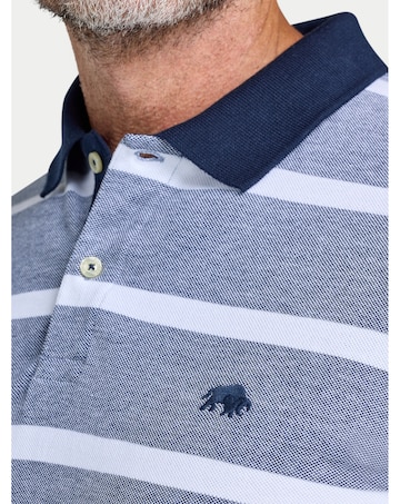 Raging Bull Birdseye Pique Stripe Polo Navy