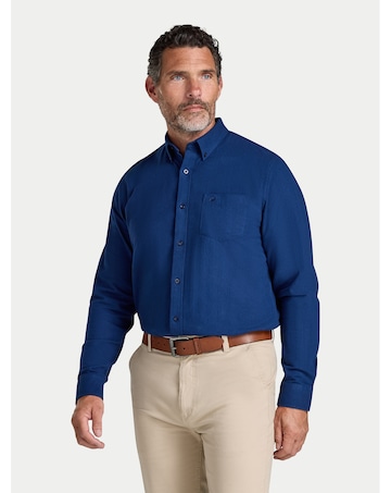 Raging Bull L/S Soft Brushed Melange Twill Shirt Navy