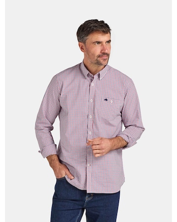 Raging Bull Long Sleeve Graph Check Poplin Shirt Red
