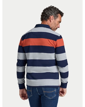 Raging Bull Marl Stripe Rugby Shirt Navy