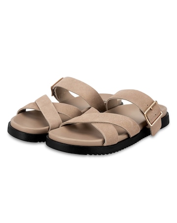 totes Ladies Suede Cross Strap Sandal