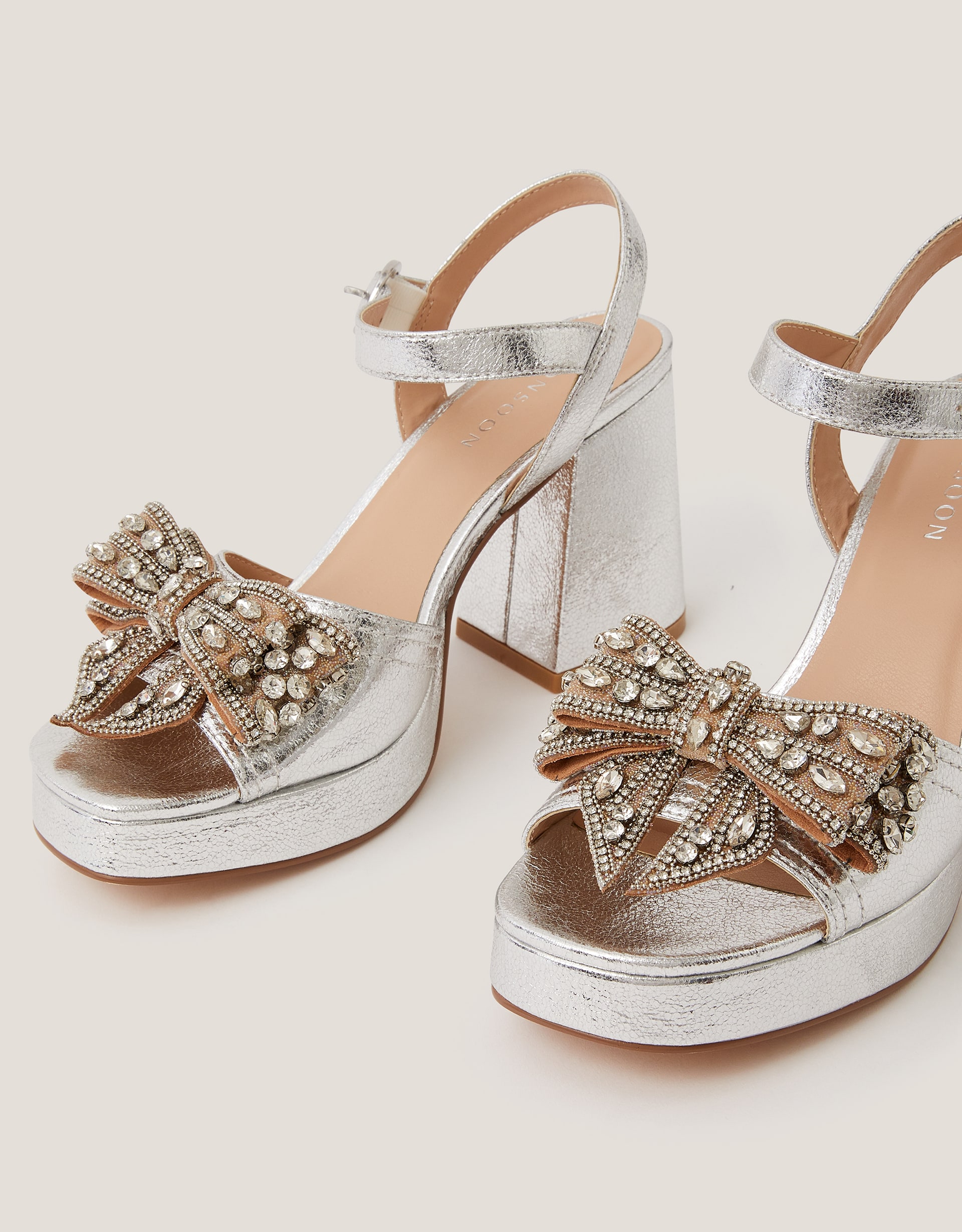 New In - Monsoon Arla Jewel Bow Platform Heels