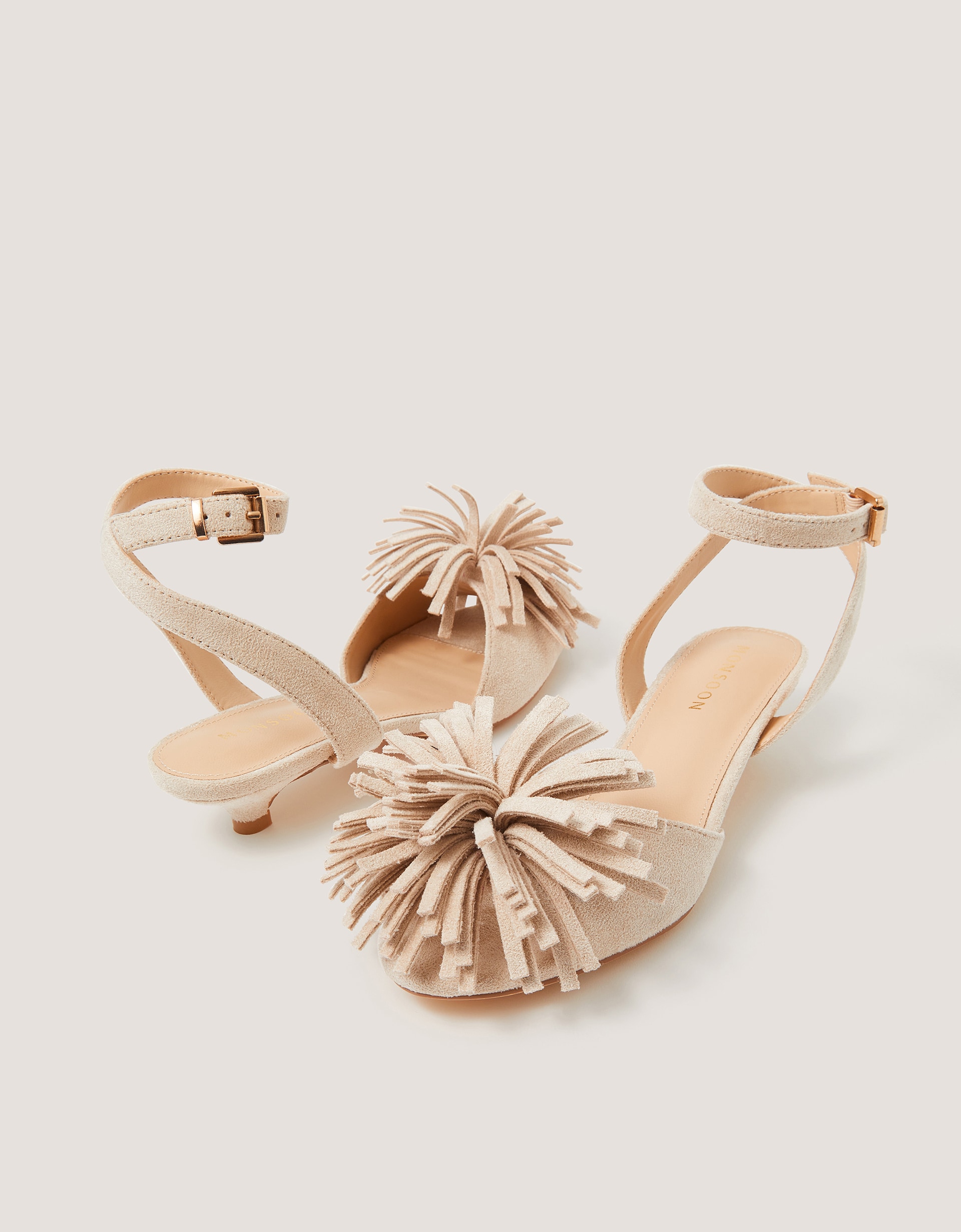 New In - Monsoon Poppy Fringe Kitten Heels