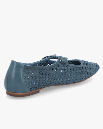 Radley The Camden Steel Blue Leather Ballet Pumps Standard Fit