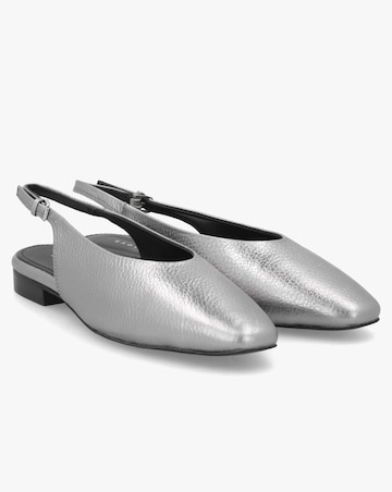 Radley Chiltern Grove Silver Leather Flat Sling Backs Standard Fit