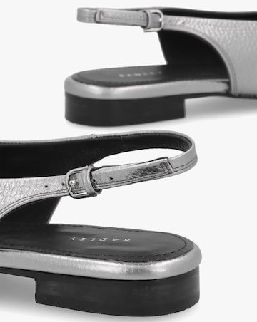 Radley Chiltern Grove Silver Leather Flat Sling Backs Standard Fit