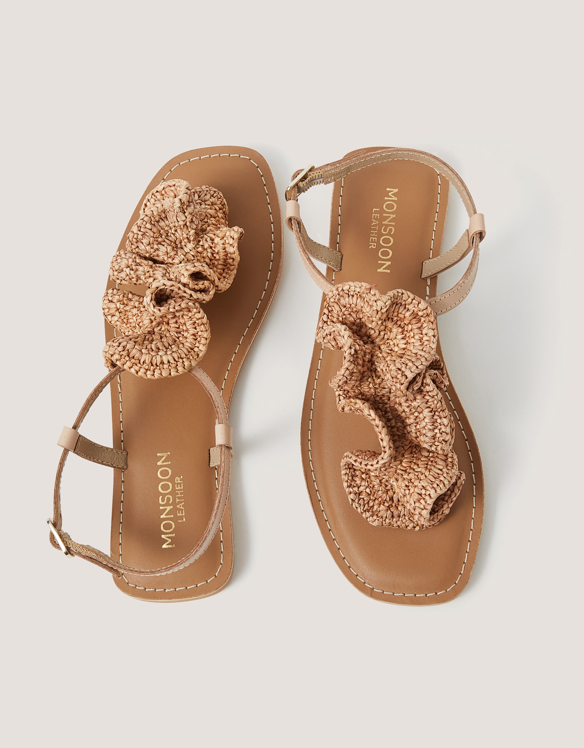 New In - Monsoon Rosa Raffia Leather Sandals