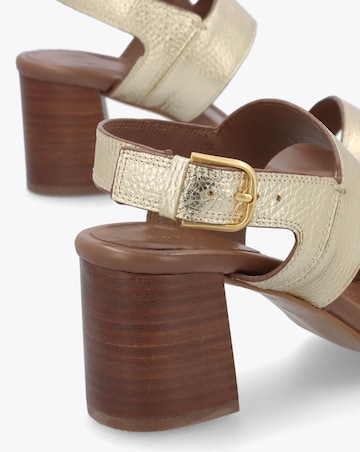 Radley The Goldborne Gold Leather Block Heel Sandals Standard Fit