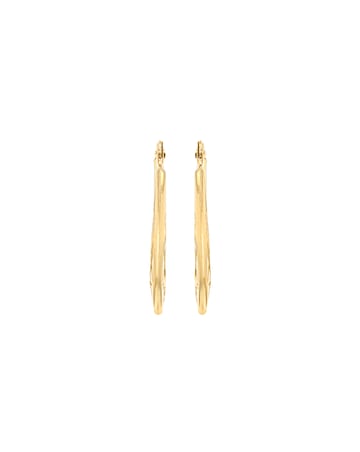 9ct Gold Patterned Oval Creole Earrings
