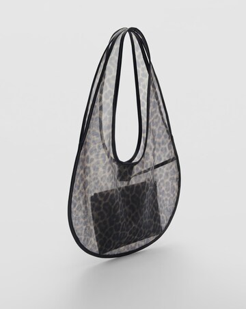 Mango Leopard Print Mesh Shoulder Bag