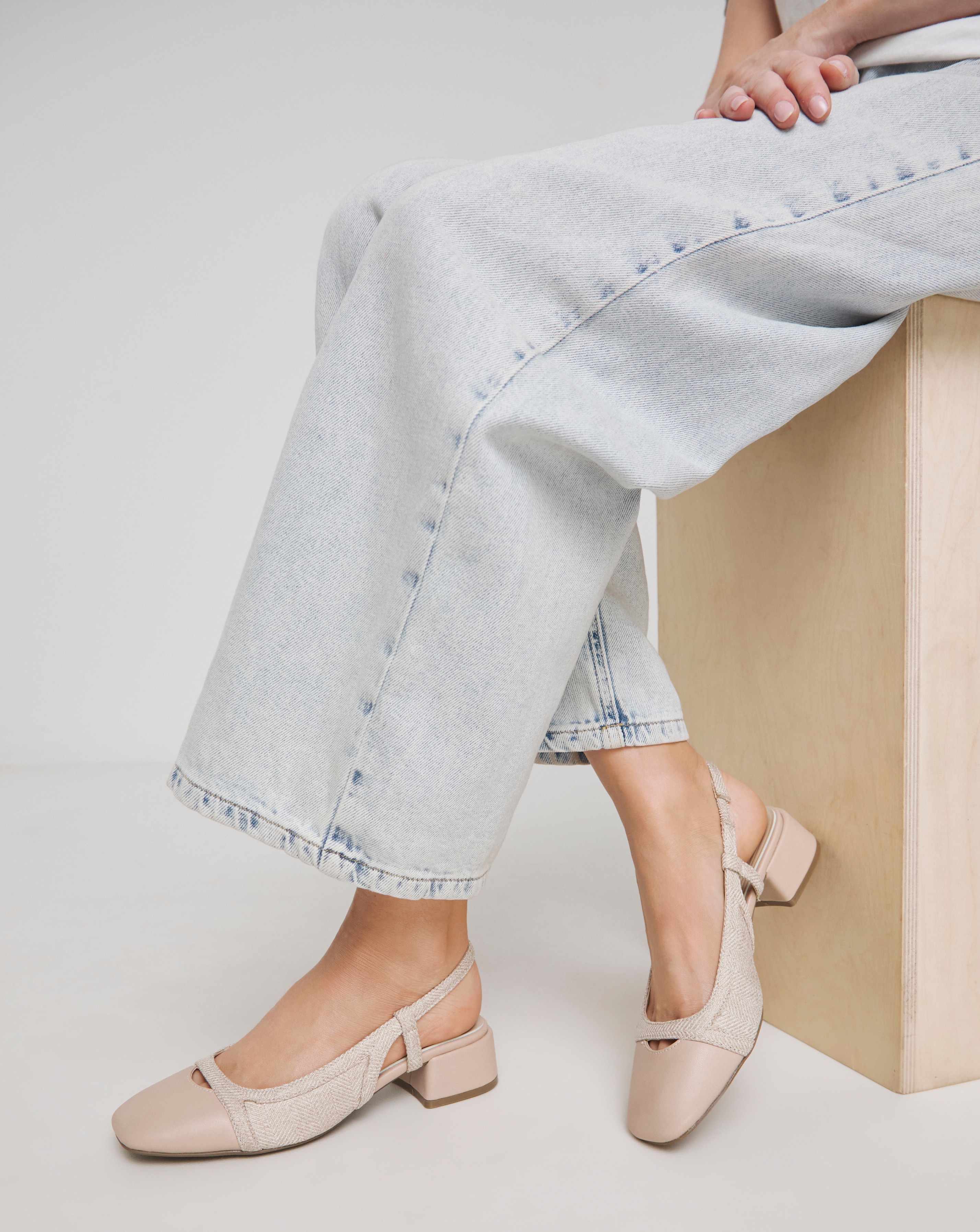 Block Heel Slingback Shoes Ex Wide Fit