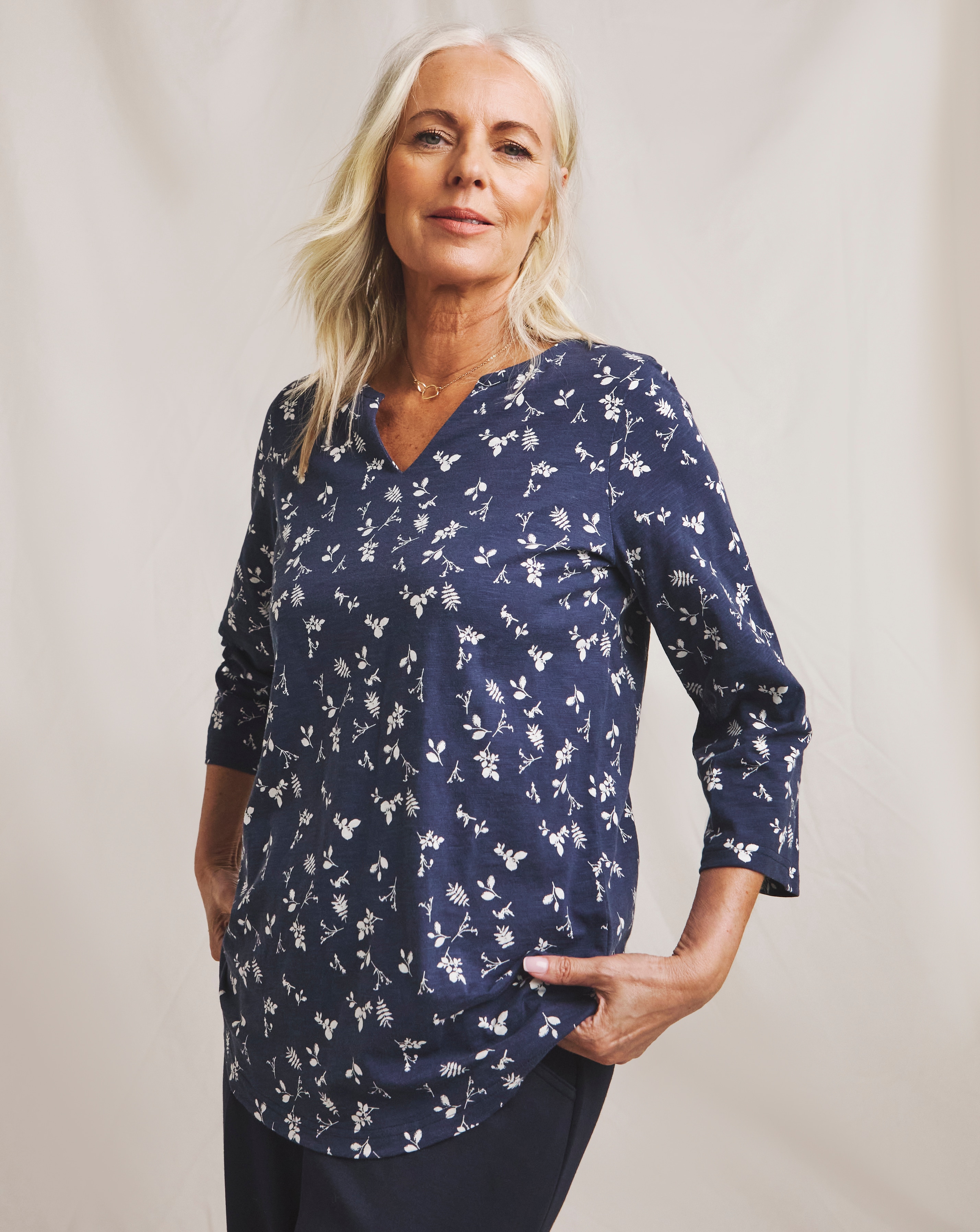 Julipa Notch Neck Pure Cotton Top