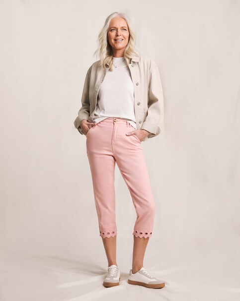 Julipa Blush Embroidered Cut Out Cropped Stretch Trouser