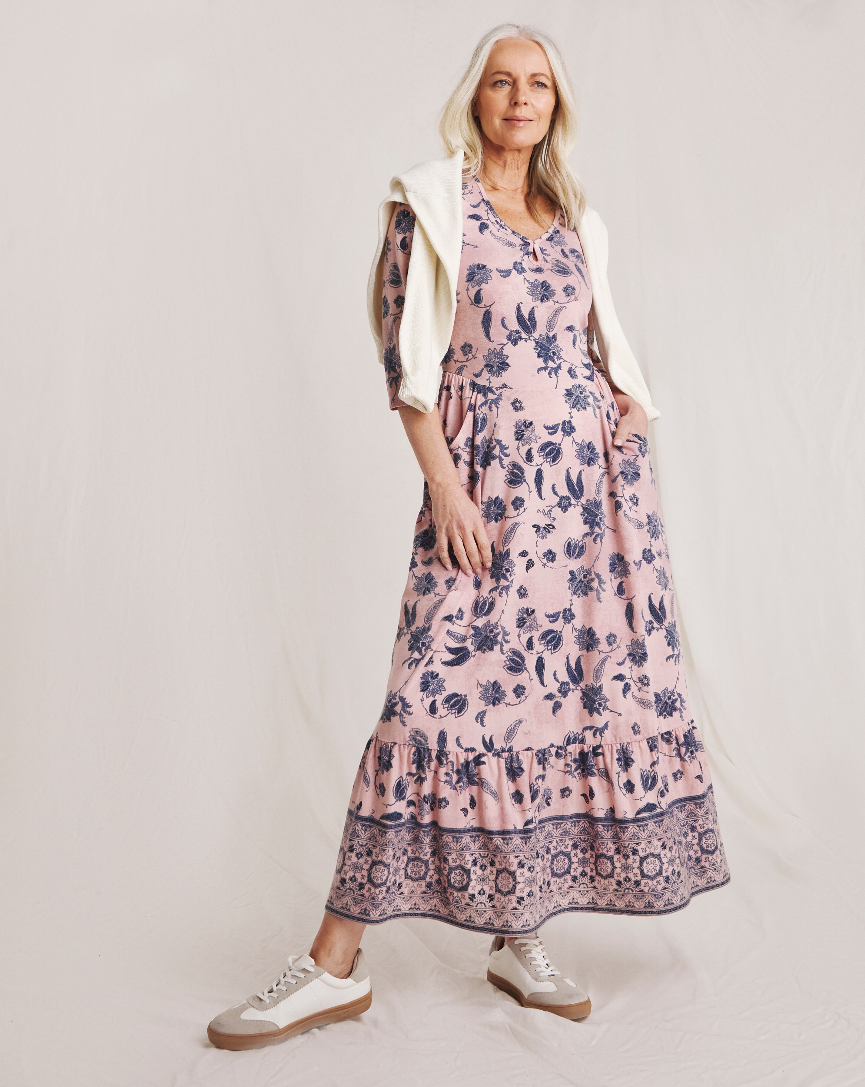 Julipa Key Hole Jersey Midi Dress