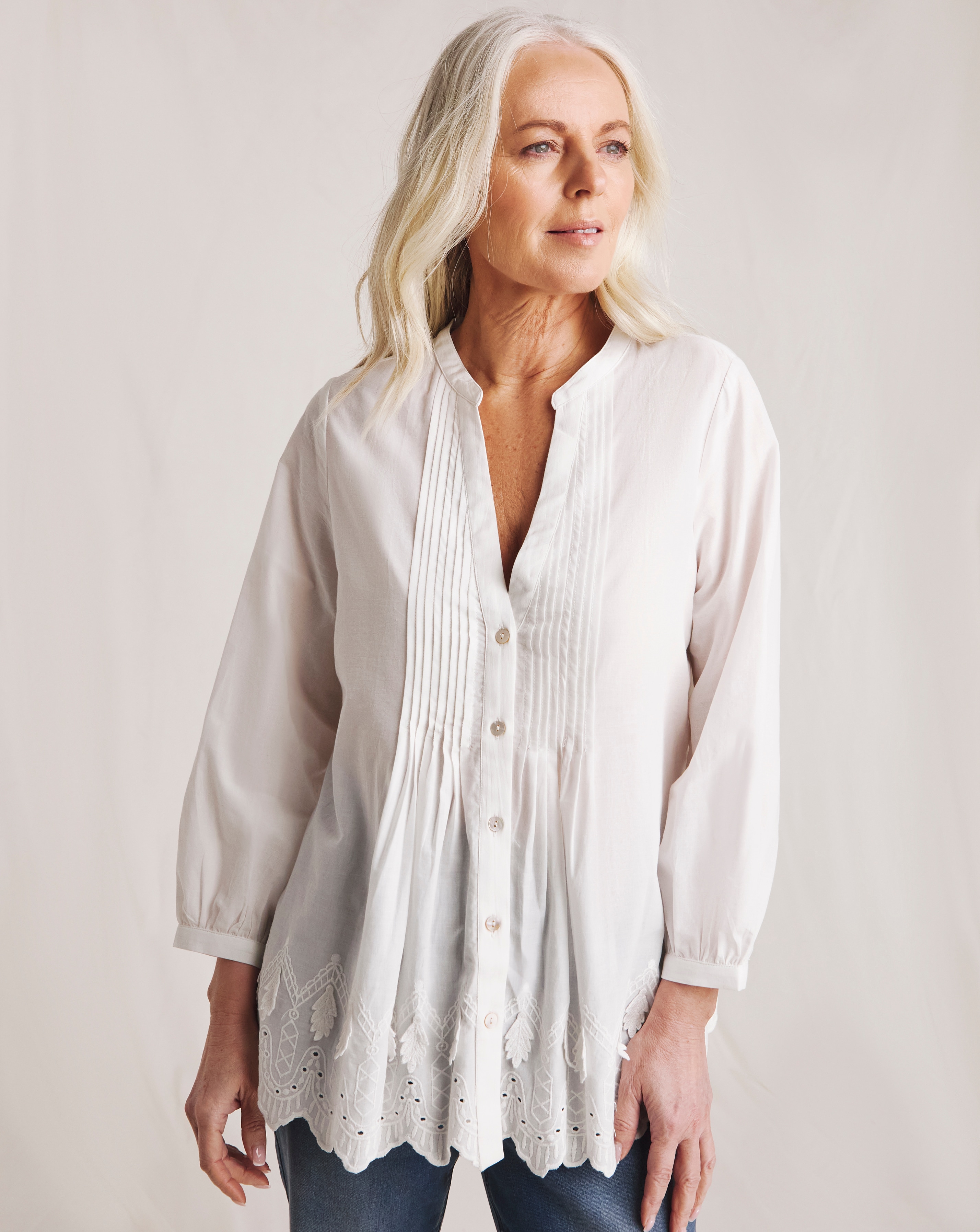 Julipa Pure Cotton Pintuck Blouse