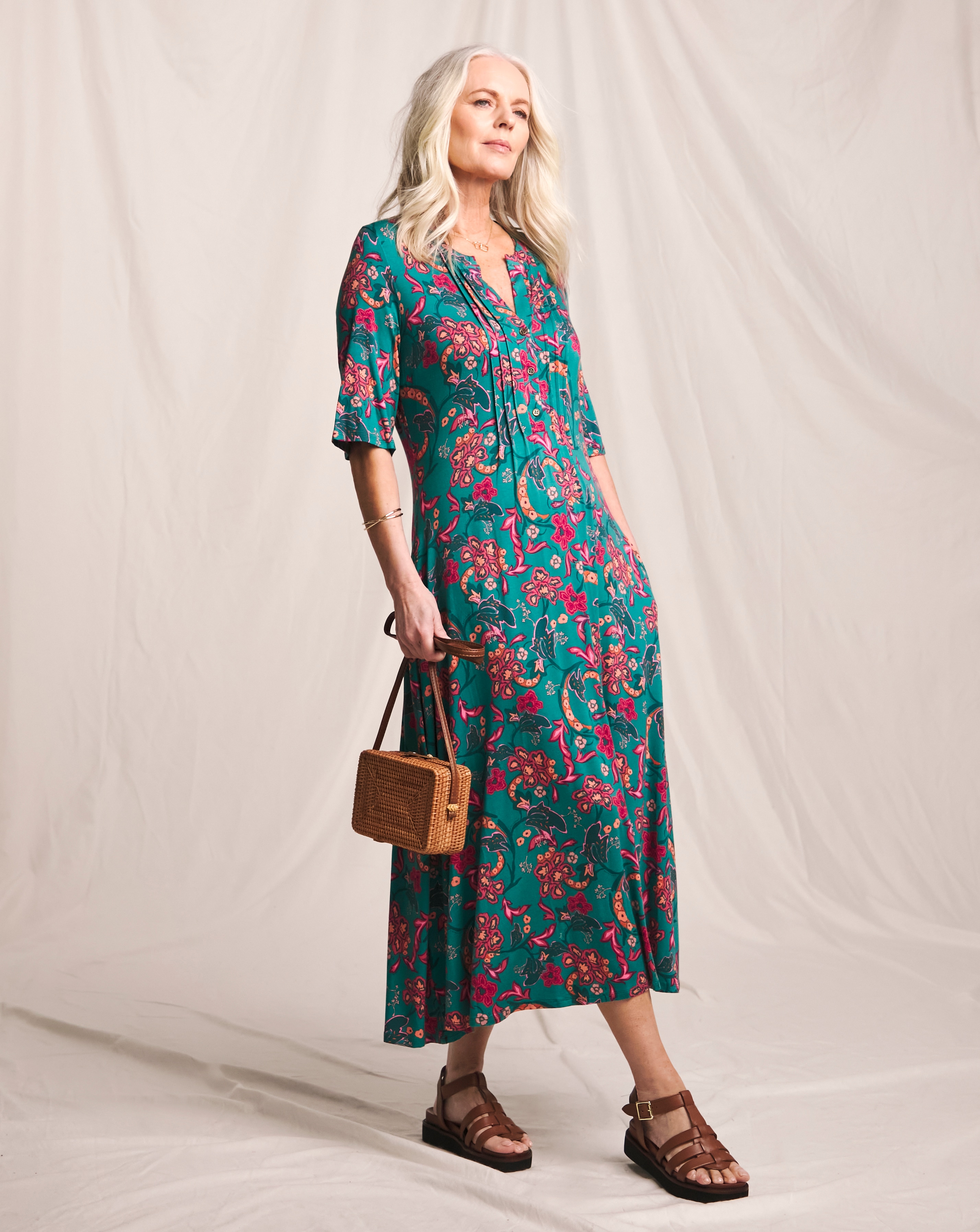 Julipa Pintuck Jersey Midi Dress