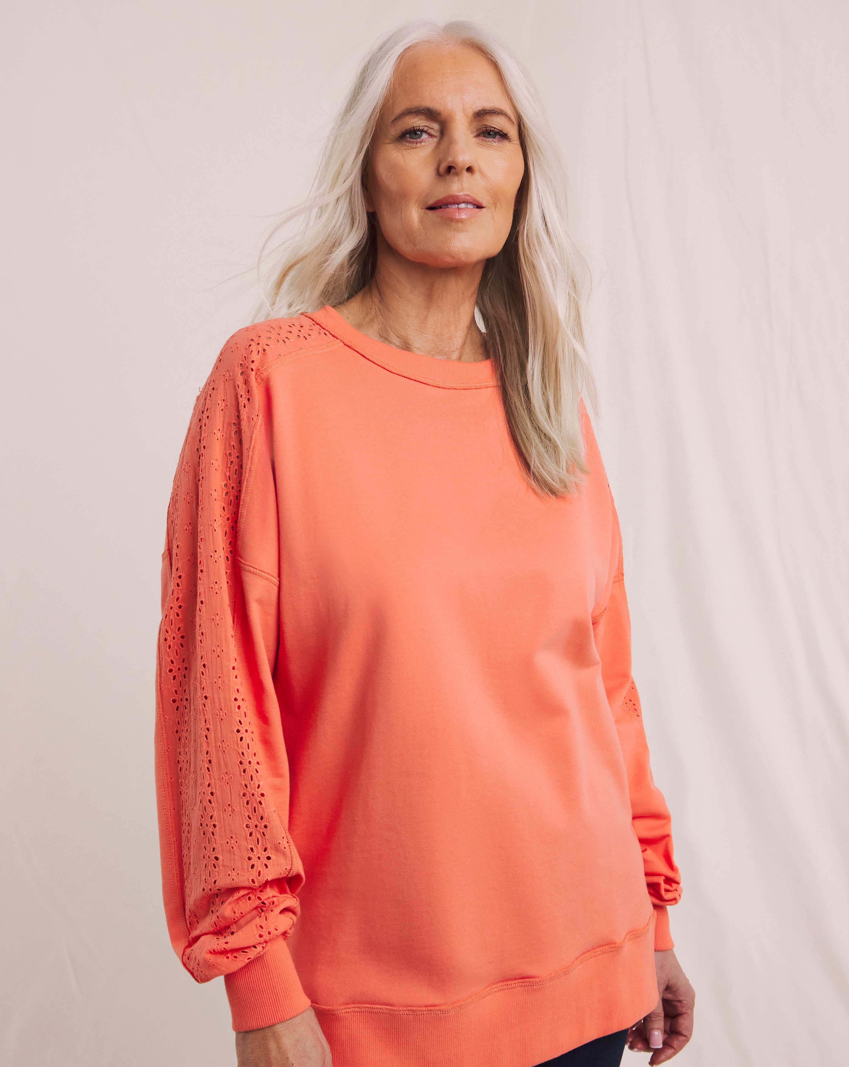 Julipa Pure Cotton Lace Trim Sweatshirt