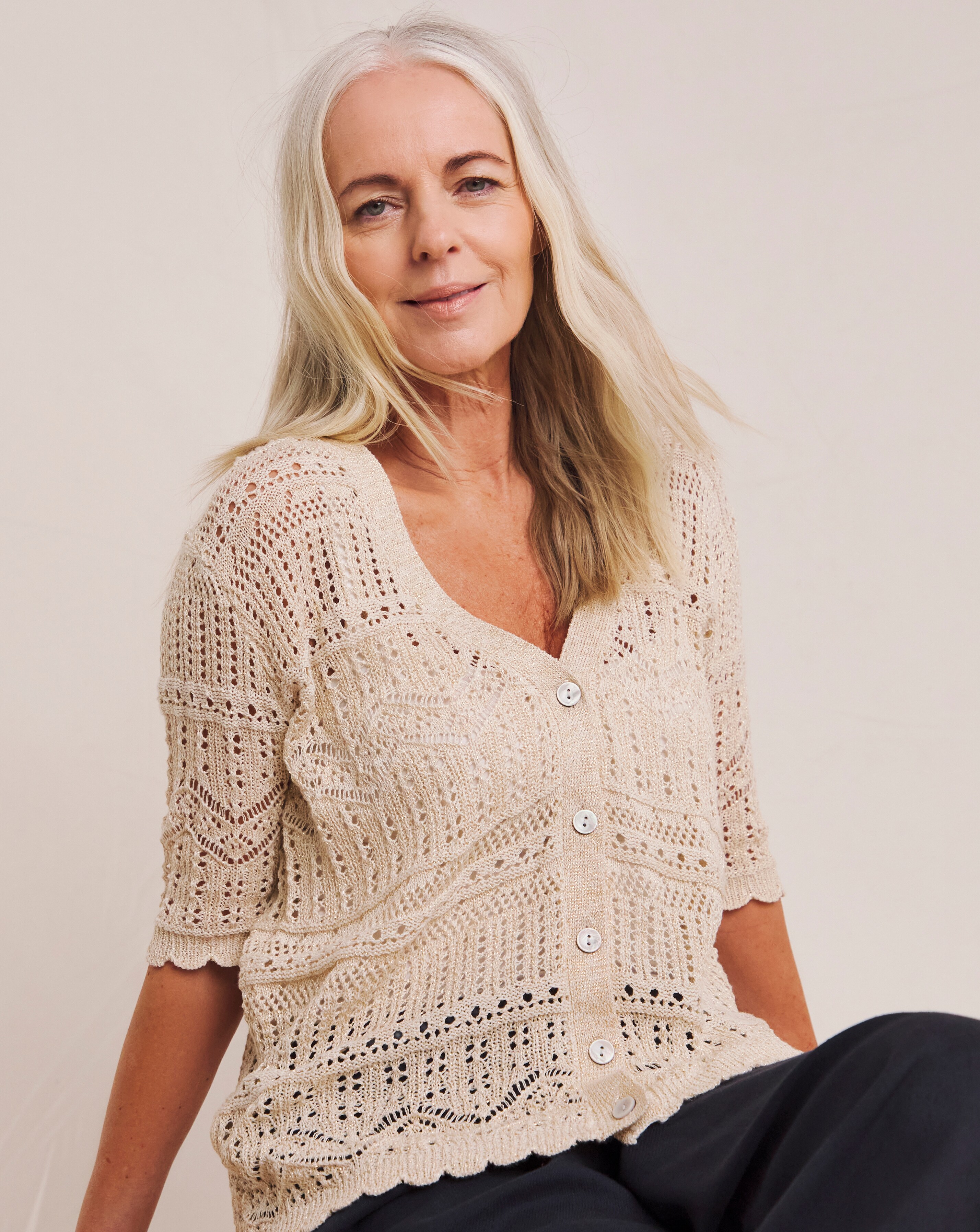 Julipa Pure Cotton Pointelle Cardigan