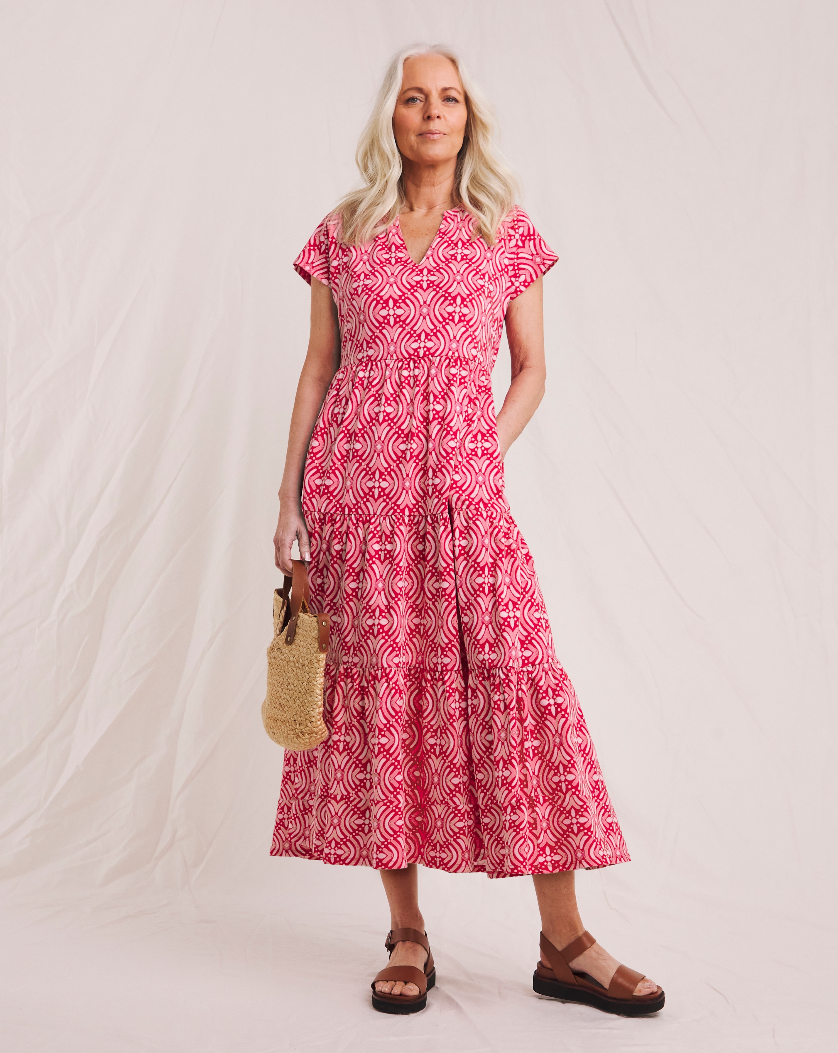 Julipa Pure Cotton Tiered Midi Dress