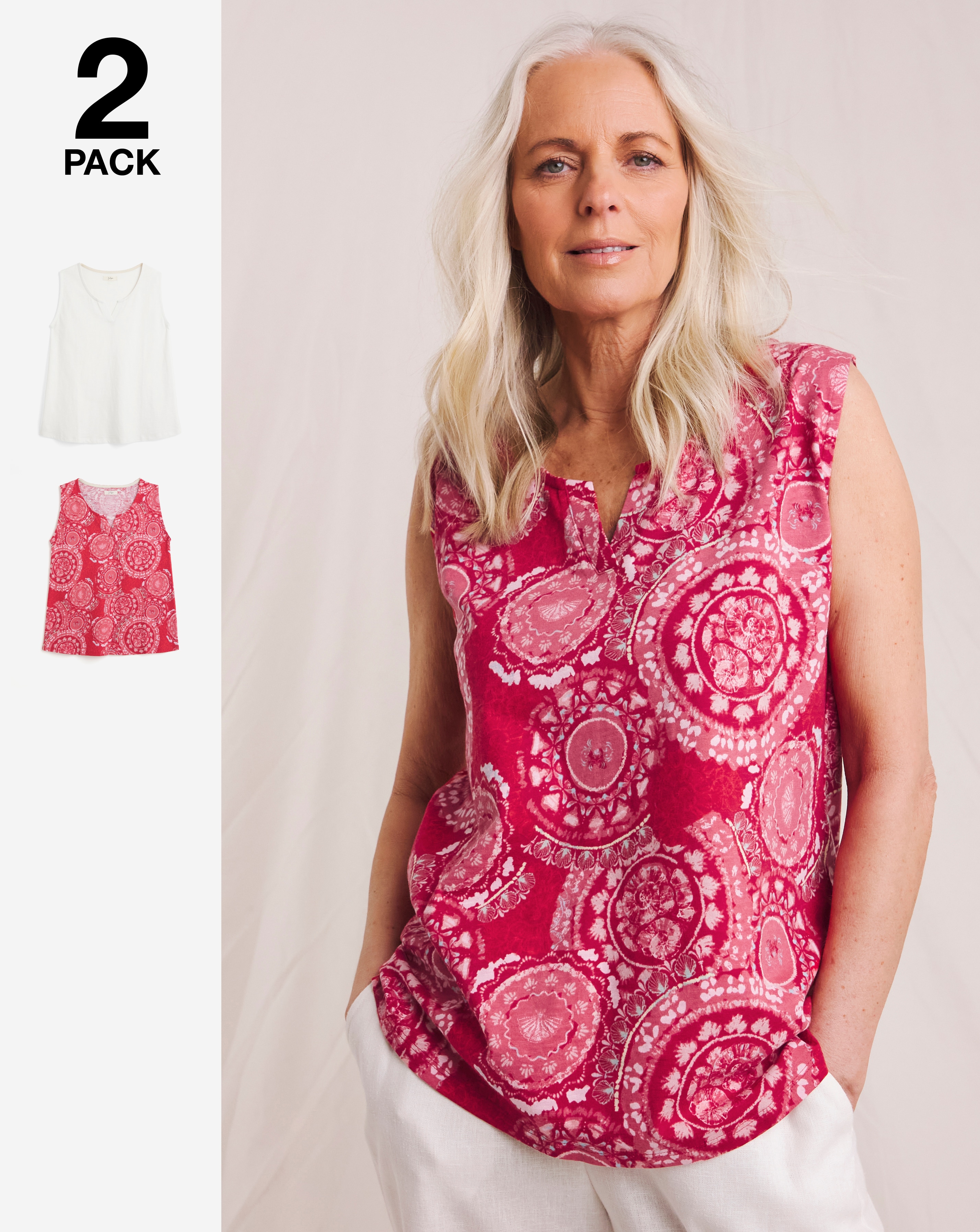 Julipa Pure Cotton Printed 2 Pack Vest