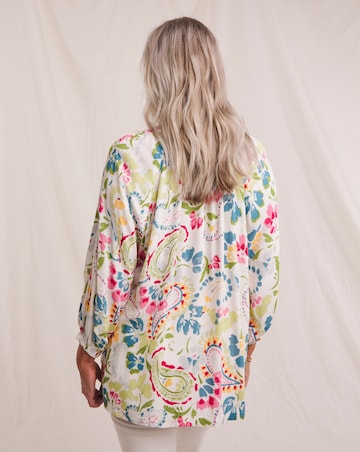 Julipa Textured Crinkle Button Down Printed Blouse