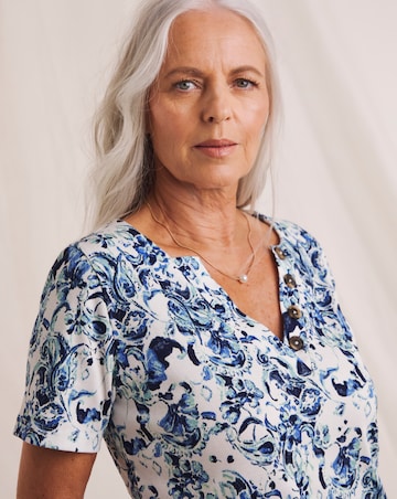 Julipa Printed Pure Cotton Henley Top