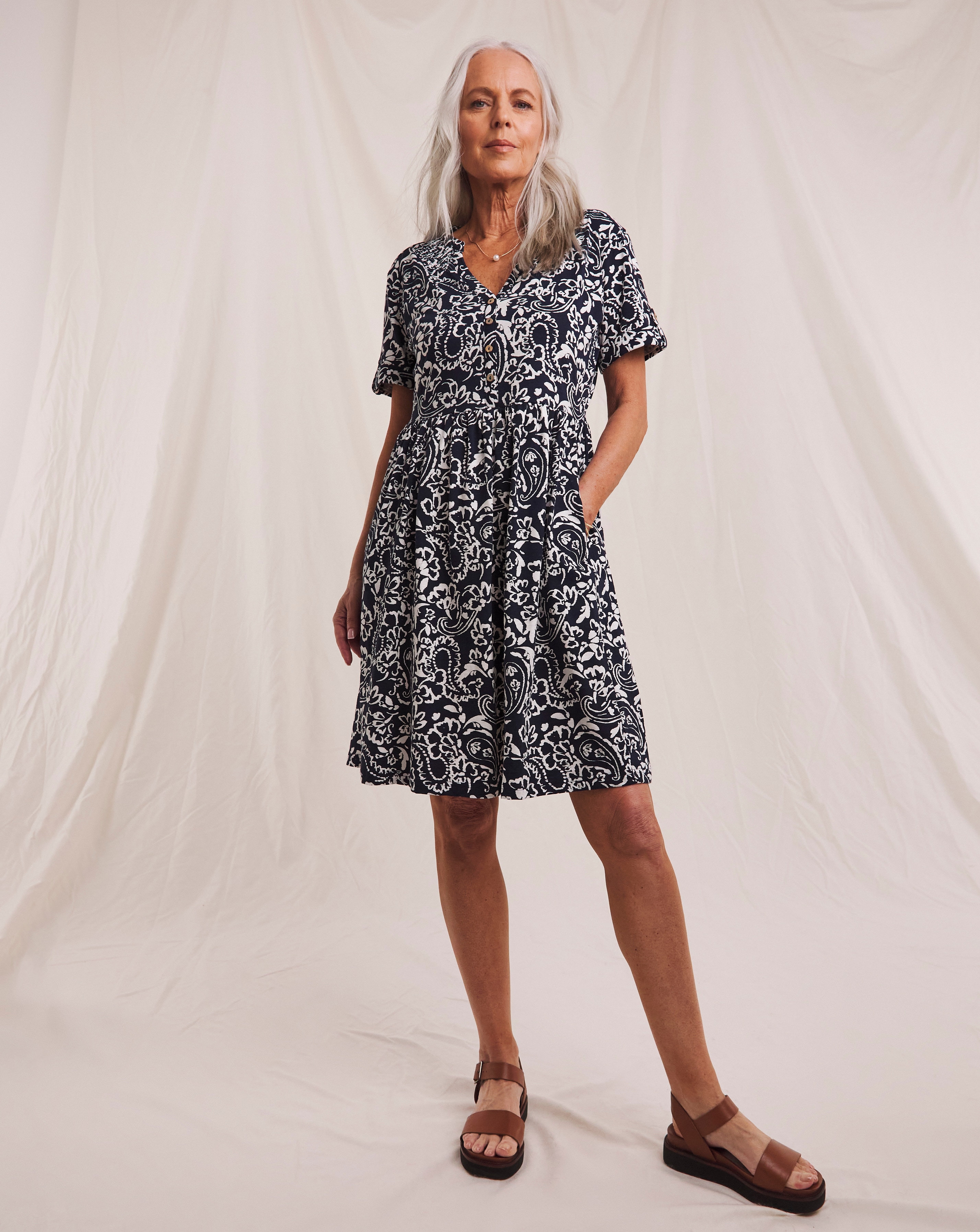 Julipa Turn Up Cuff Pure Cotton Dress