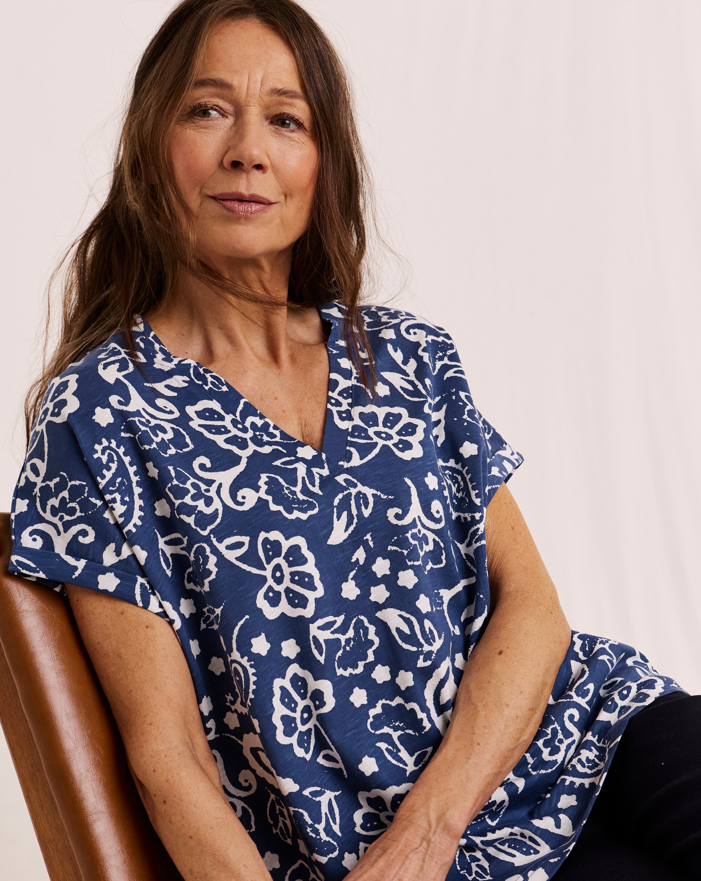 New In - Julipa Notch Neck Cotton T-shirt