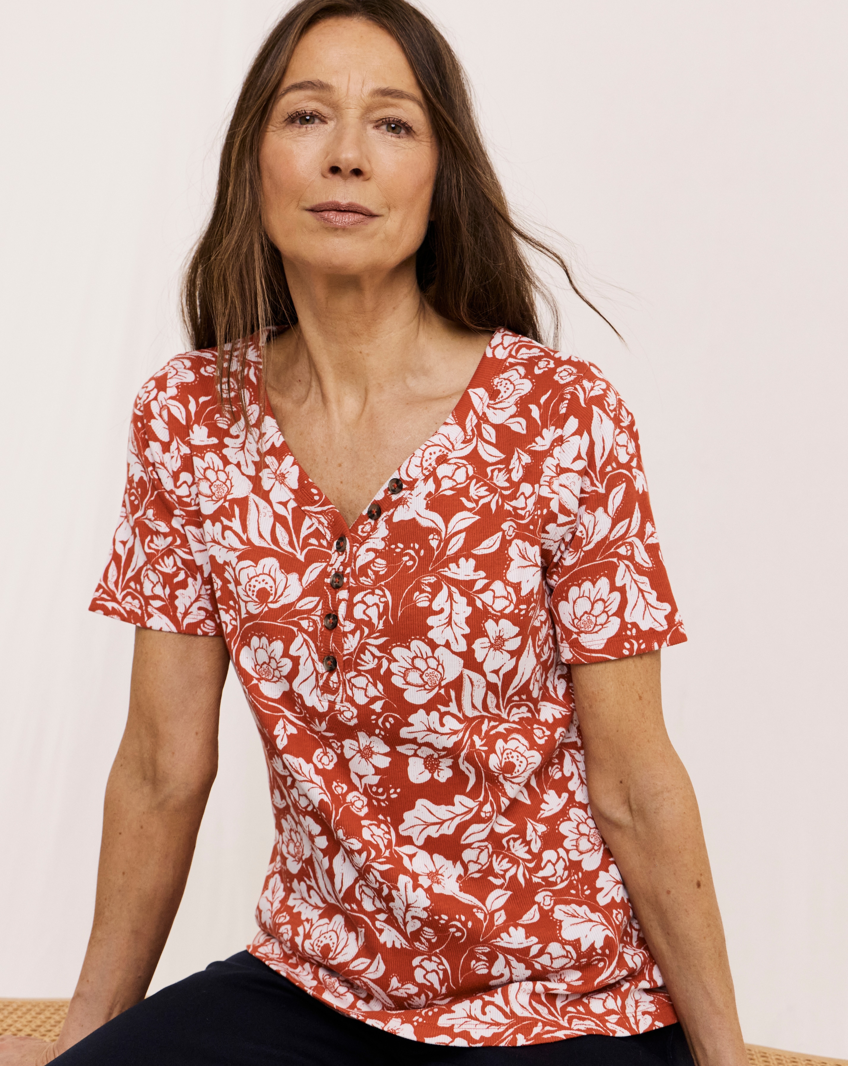 New In - Julipa Cotton Ribbed Henley Top