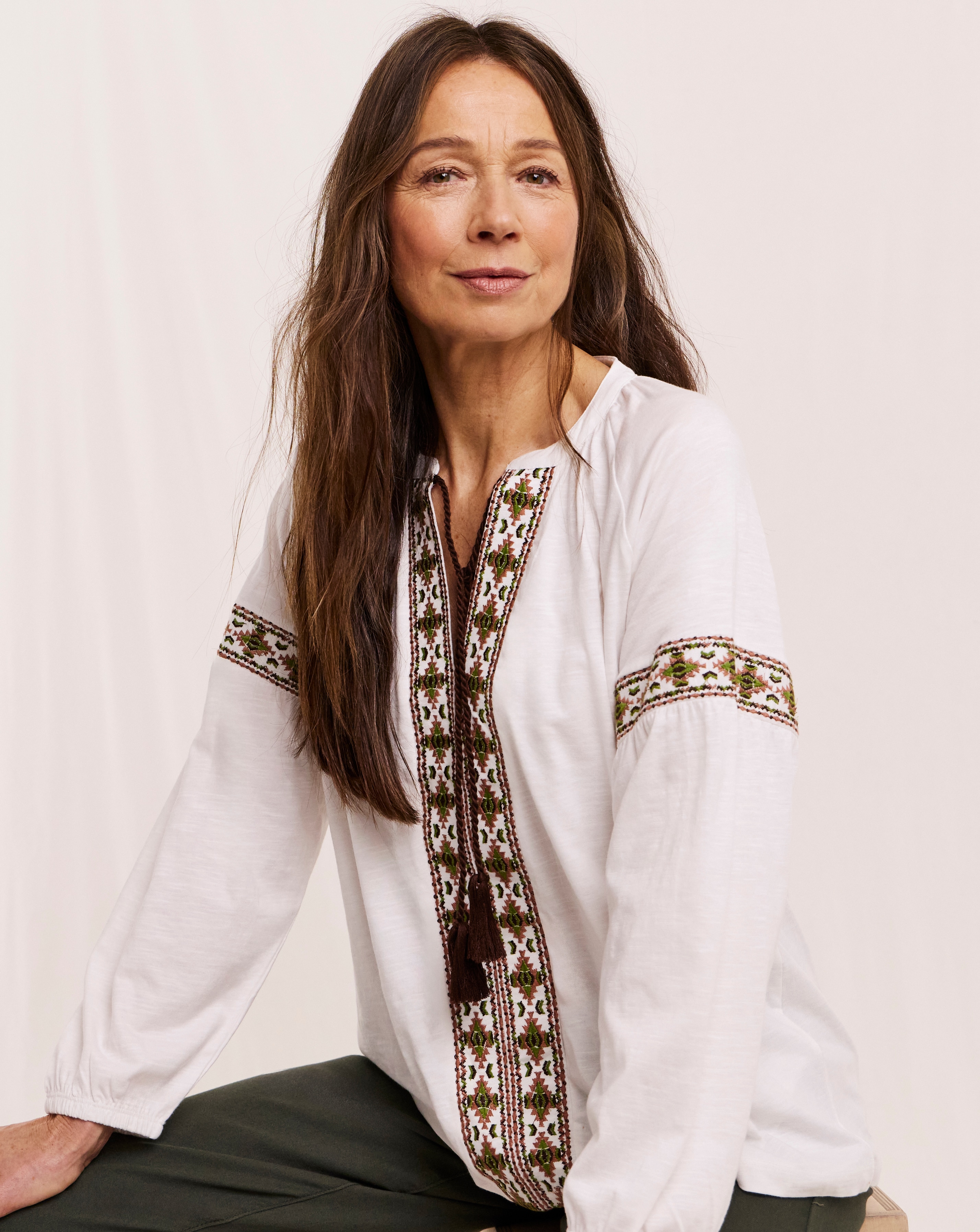 New In - Julipa Embroidered Tie Front Blouse