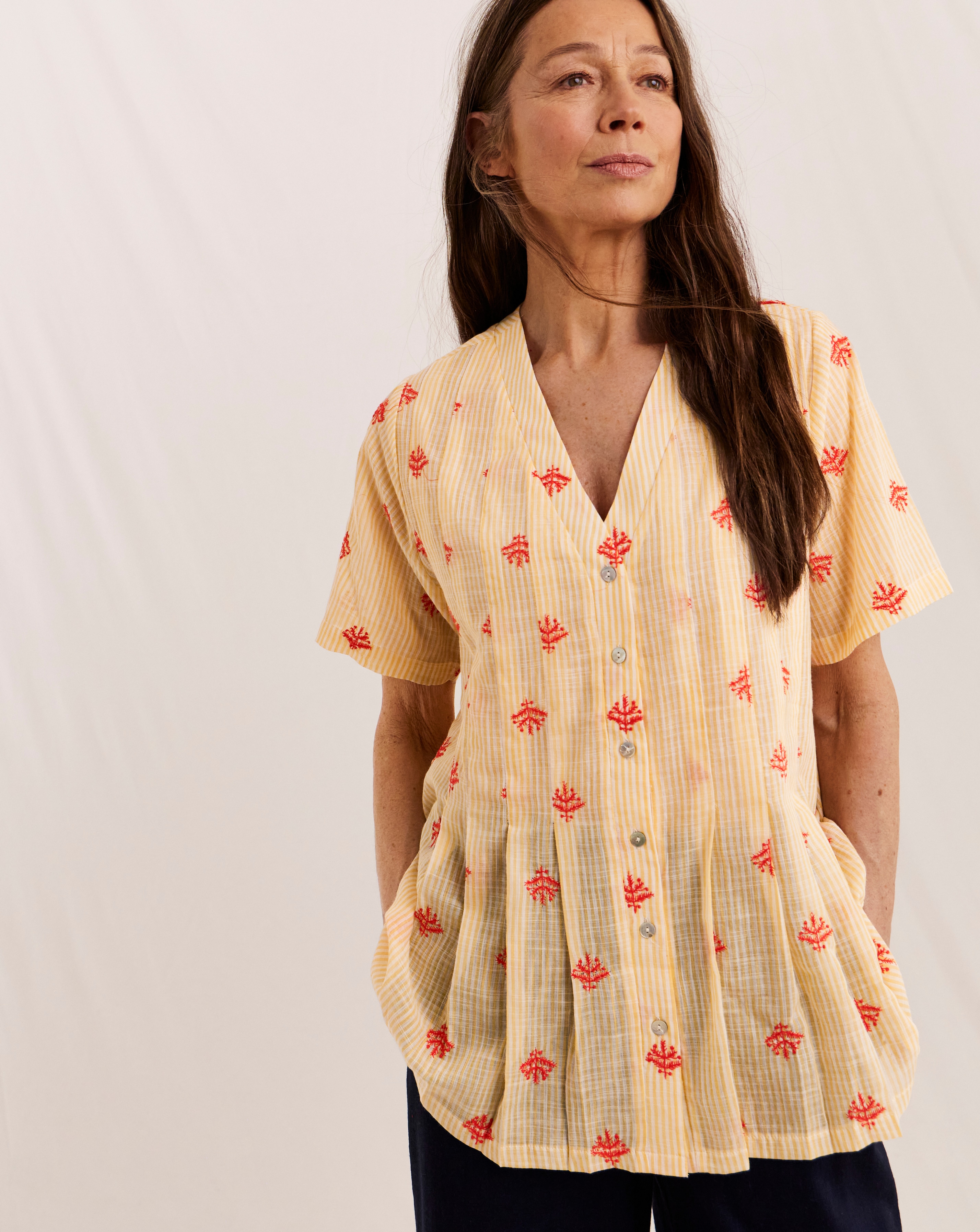 New In - Julipa Pleated Stripe Blouse