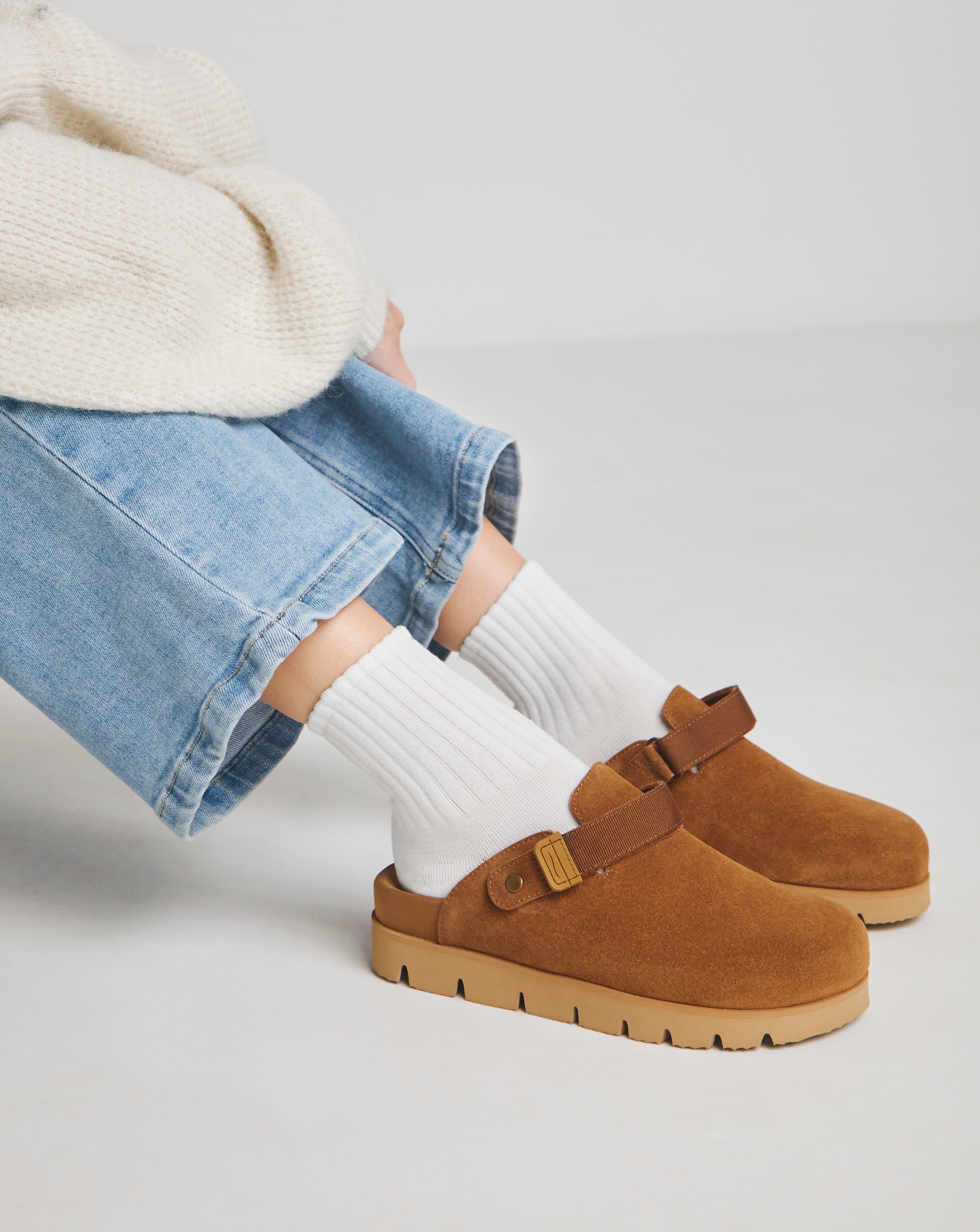 Chunky Closed Toe Mules Wide