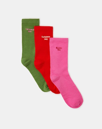 Accessorize 3-Pack Christmas Slogan Socks